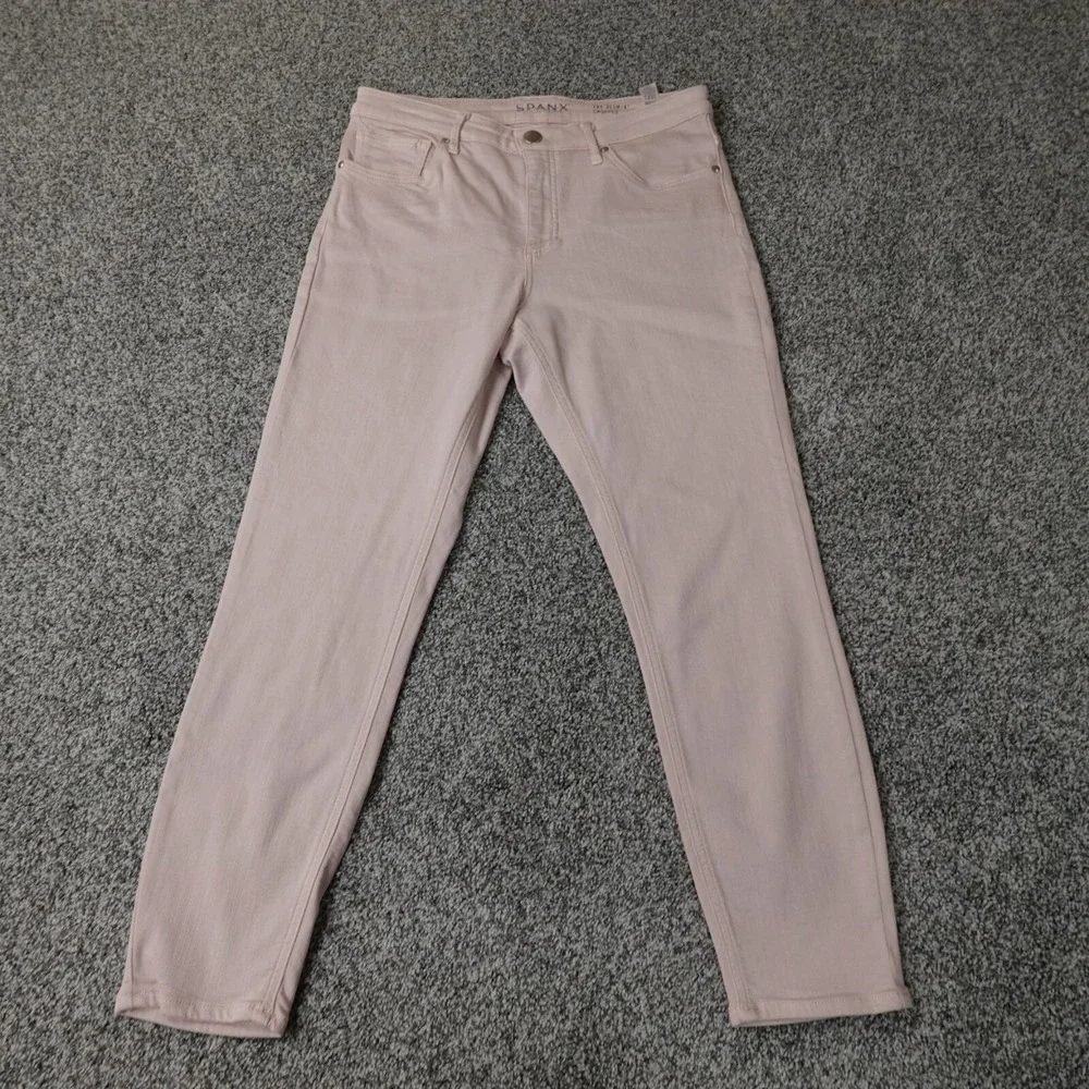 Spanx Pants Womens 30‎ Pink Slim X Cropped Twill Mid Rise Casual Preppy Stretch